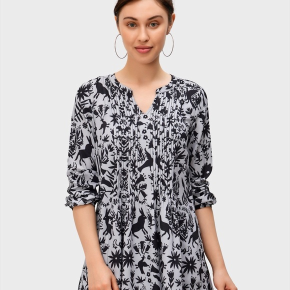 eShakti XL 18 flora and fauna pintuck pleat tunic - Picture 2 of 14